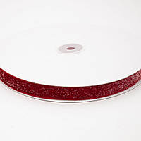 Оксамитова стрічка з люрексом 1,5 см, червона