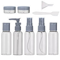 Набор дорожных емкостей 9в1 + косметичка Travel Bottle Set / Набор баночек для путешествий / Комплект флаконов