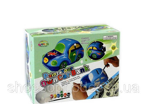 Набір для творчості Машинка-копилка для розпису: машинка, фарби, фото 1