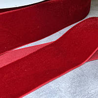 Велюр стрічка 4 см, колір червоний, арт 017505, 1 метр, Червоний