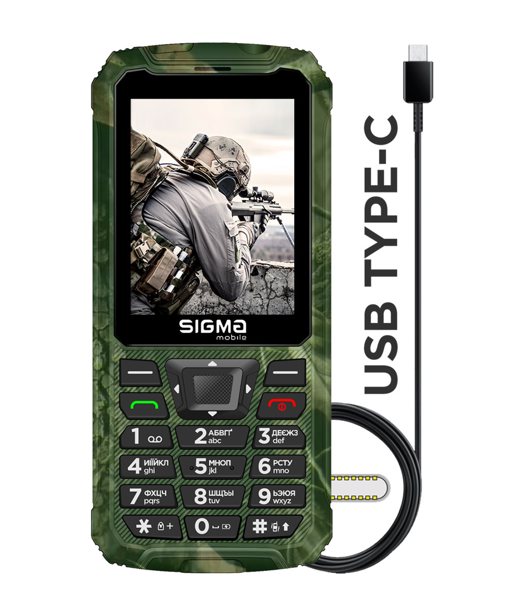 Мобільний телефон Sigma mobile X-treme PR68 Type-C Dual Sim Khaki (4827798122426)