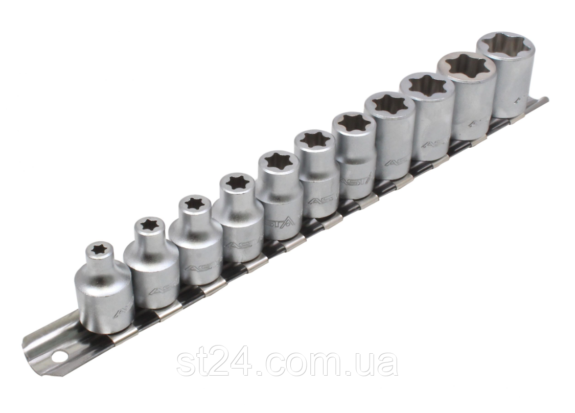 Набір насадок E-TORX (Е6-Е20) на рейці 3/8 11 од. ASTA A-F11ET