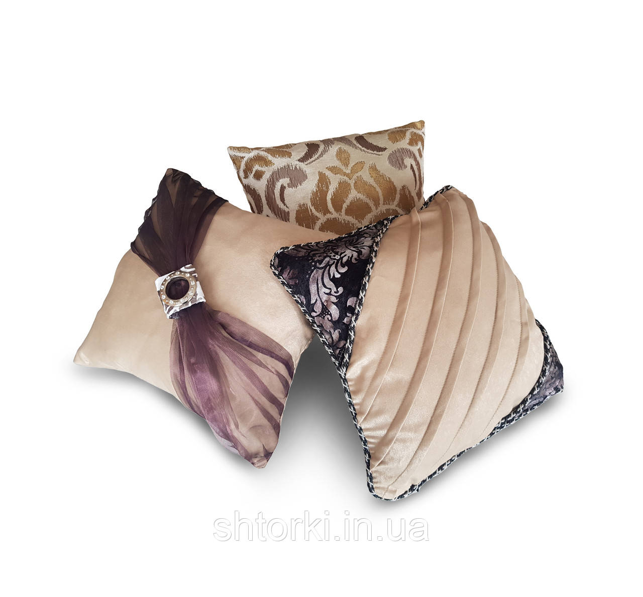 Комплект декоративних подушок Firanka Hand Made 40х40см 3ш бежеві з чорним (п_0566)