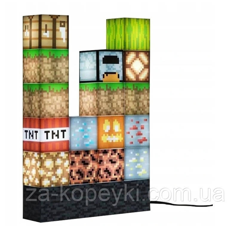 Світильник Майнкрафт Розбірний Minecraft Block Building Light акумуляторний 16 блоків