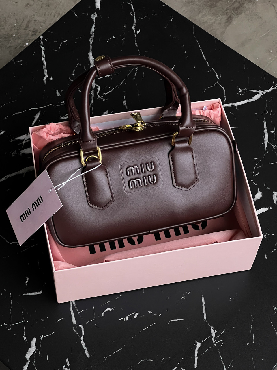 Сумка жіноча Miu Miu Arcadie Matelassé коричневий крос боді Міу, фото 1