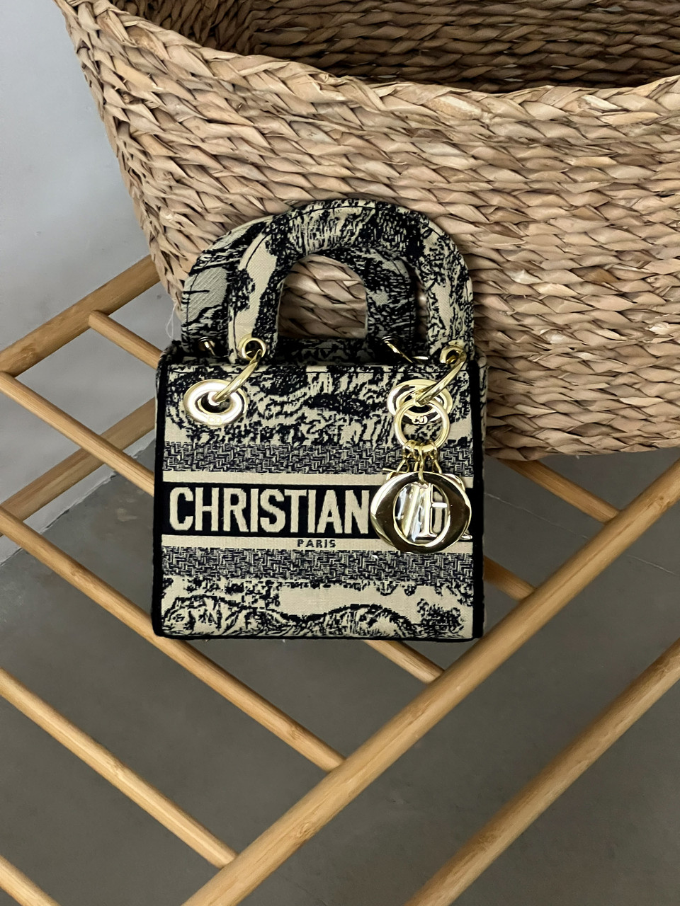 Жіноча сумка Леді Діор чорний тигр міні Преміум якість Christian Dior, фото 1