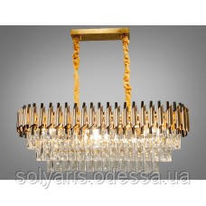 Кришталева люстра овальної форми для вітальні на 10 ламп завдовжки 80 см 221013, фото 1