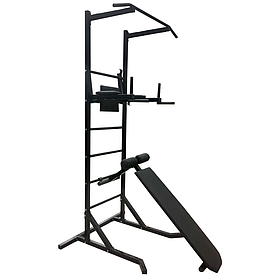 Турнік, бруси та прес, шведська стінка з лавкою Чорна (50х50 мм). Бруси Стаціонарні для дому