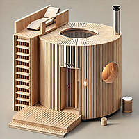 Вертикальна баня бочка від Thermowood Production. Фото, відео