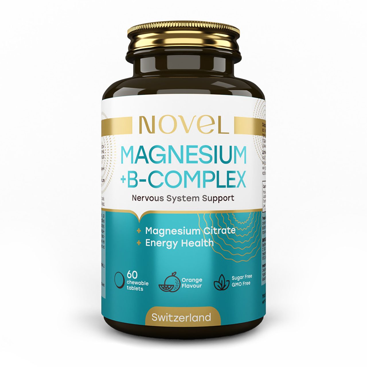 Магній з вітаміном В-6 (B-комплекс), Magnesium With Vitamin B6 NOVEL, 60 жувальних таблеток