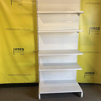 Пристінний торговий стелаж з прямими металевими полицями Regals б/у, 2350х970 білий