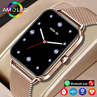 Жіночий смарт годинник Smart Gold з прямокутним циферблатом та функцією розмови для отримання СМС