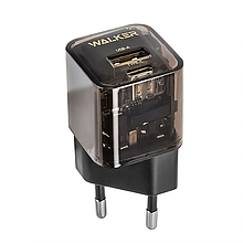 СЗП USB, TYPE-C Walker WH-61 PD3.0/30W+QC3.0/18W прозорий