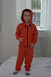Костюм дитячий для хлопчика спортивні штани та толстовка з матеріалу двонитка оранжевого кольору р. 104-170, фото 4