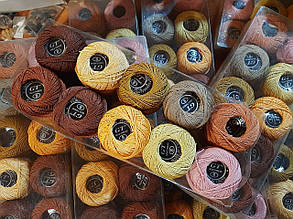 Бавовна Пряжа Ірис №8 / 10 грам мікс коричневий 1 Упаковка 10 штук