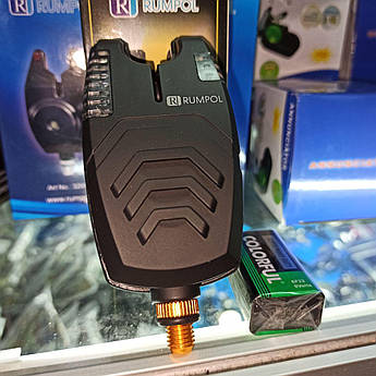 Електронний сигналізатор клювання Rumpol прогумований, з налаштуванням чутливості, гучності та тону, LED-індикатор для риболовлі