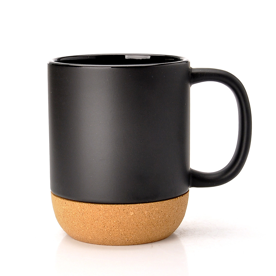 Чашка на пробковій підставці чорна матова 330 мл, фото 1