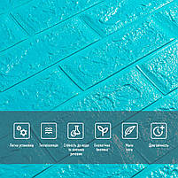 3D панель самоклеюча 700х770х5мм цегла Бірюза (002-5) SW-00000084, фото 4