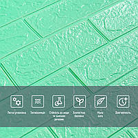 3D панель самоклеюча 700х770х3мм цегла М'ята (012-3) SW-00000233, фото 4