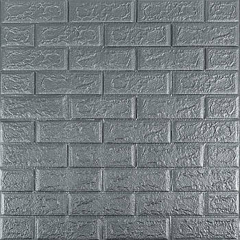 3D панель самоклеюча 700х770х5мм цегла Срібло (017-5) SW-00000038