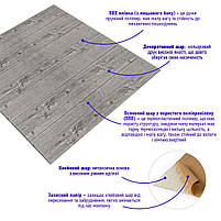Самоклеюча декоративна 3D панель 700x700x4мм Графітове дерево (079) SW-00000558, фото 2