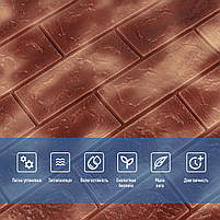 Декоративна 3D панель самоклейка 700х770х5мм Мармур коричневий з золотом (цегла) (361) SW-00000637, фото 4