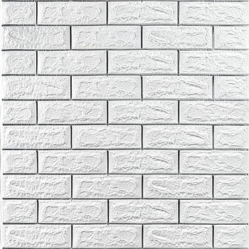 Самоклеюча 3D панель цегла біла смужка срібло 700х770х7мм (100-7) SW-00000754