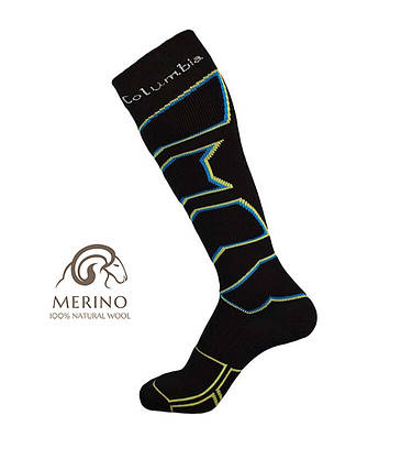 Шкарпетки гірськолижні Columbia Ski Merino L 43-46 Black/Green/Blue, фото 3