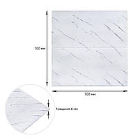 Самоклеюча 3D панель 700х700х4мм Біла мармурова плитка (364) SW-00001142, фото 3