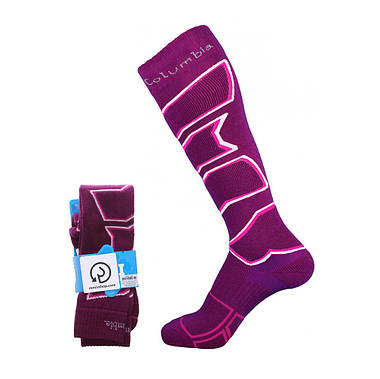 Шкарпетки гірськолижні Columbia Ski Merino M 39-42 Deep Violet Rose/White Pink, фото 4