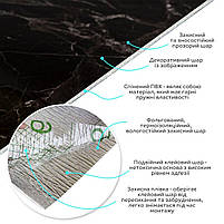 Самоклеюча вінілова плитка в рулоні 600х3000х2мм Чорний мармур Глянец SW-00001289, фото 2