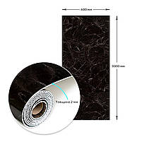 Самоклеюча вінілова плитка в рулоні 600х3000х2мм Чорний мармур Глянец SW-00001289, фото 3
