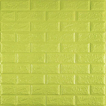 3D панель самоклеюча 700х770х5мм цегла відтінок лайму (300-5) SW-00001331
