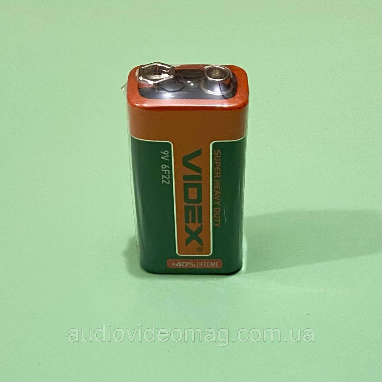 Батарейка VIDEX 6F22 9V вольт, сольова (по типу Крона)