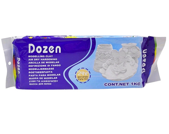 Пластилін скульптурний, маса для ліплення самозастигаюча на основі глини 1 кг білий