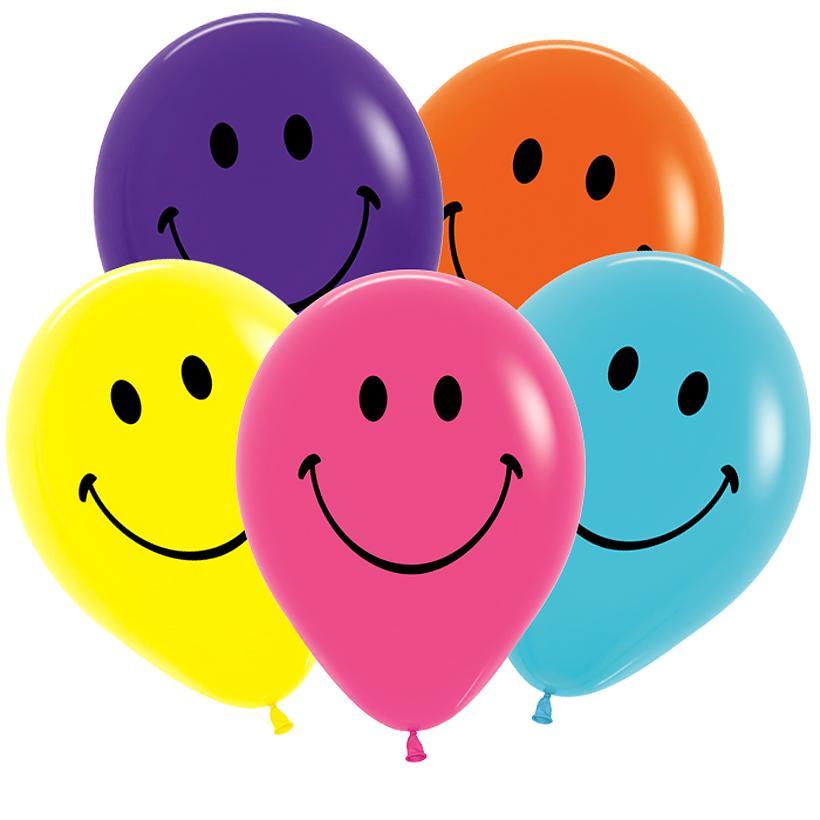 Повітряні кулі «Смайлик» Колір Асорті, Діаметр 20см, В упаковці 100 шт