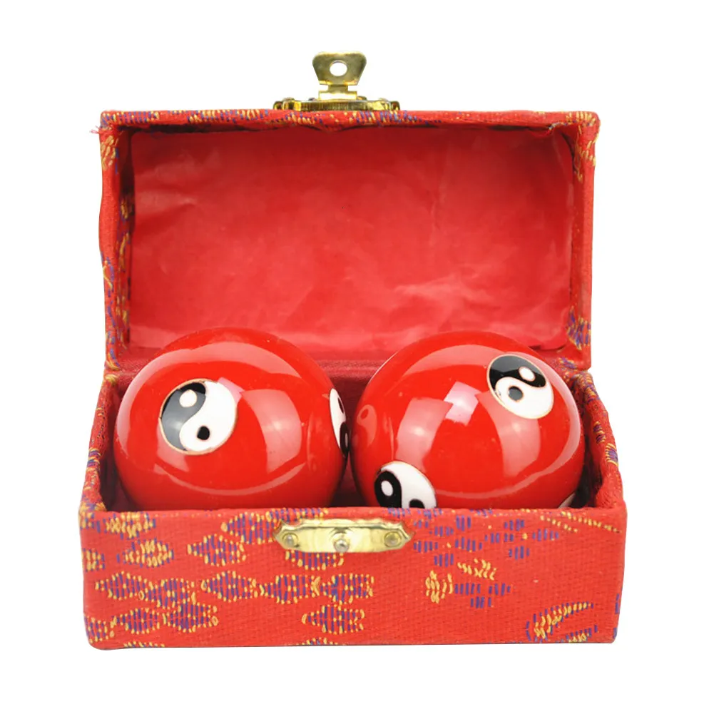 Китайські масажні кульки здоров'я «Інь Янь» музичні 2 шт діаметр кулі 3,5см у скриньці червоні