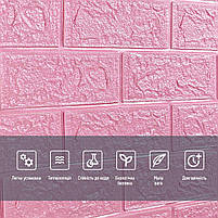 Самоклеюча 3D панель під Рожеву Цеглу 3080x700x3мм SW-00001757, фото 5