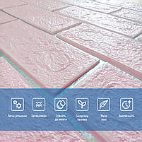 Панель стінова 700х700х5мм Рожева цегла зі сріблом SW-00001501, фото 4