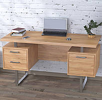 Робочий двотрубовий письмовий стіл лофт для дому, офісу L-81 NEW Loft Design Дуб Крафт Золотий