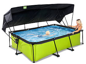 Басейн EXIT з тентом 220х150х65 см (для дітей, на дачу) в кольорі "лайм"