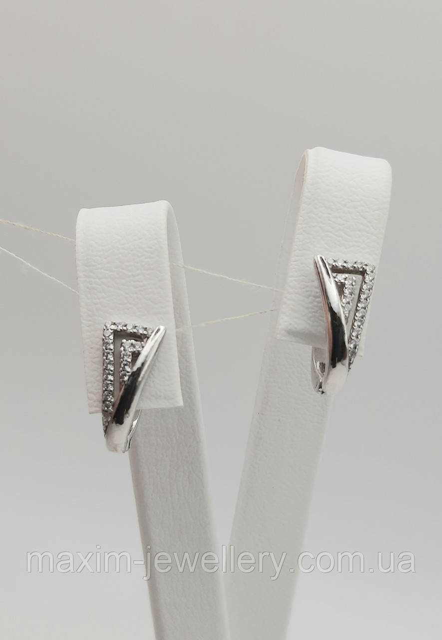 Сережки зі срібла з куб.цирконієм, фото 1