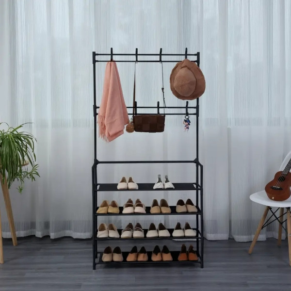 Вішалка для одягу Multi functional shoe and hat rack 65*26*153 Чорна