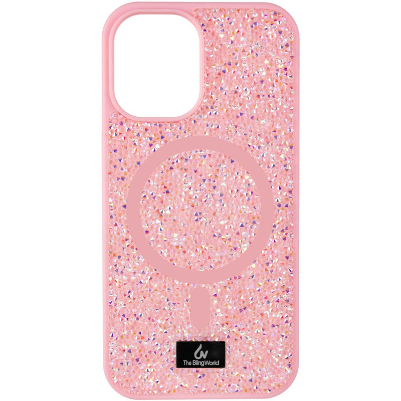 Блискучий чохол зі стразами Bling World Rock Diamond with MagSafe для Apple iPhone 14 (6.1") | Pink, фото 1