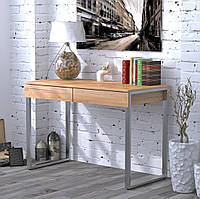 Сучасний Письмовий стіл без тумб мінімалізм L-11 Loft Design Дуб Крафт Золотой, Хром