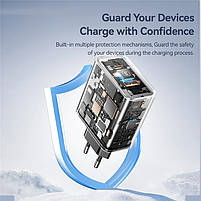 Мережевий зарядний пристрій Essager 65W GaN Travel Charger Type-C + Type-A Black (ES-CD43), фото 8