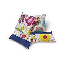 Комплект декоративних подушок Firanka Flowers Abstract 40х40см 2шт 40х22см 2шт молочні з фіолетовим (п_0593)