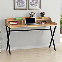 Сучасний письмовий стіл лофт з маленькою надбудовою для канцелярії без тумб L-10 Loft Design Дуб Крафт Золотий