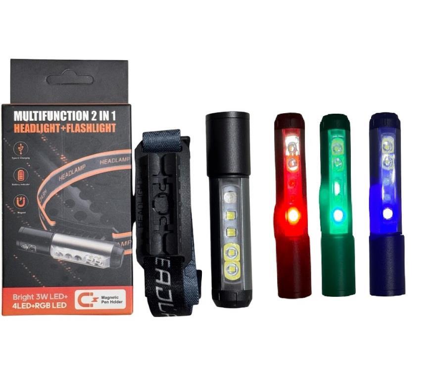 Ліхтарик налобний ZQS-011 LED+RGB (white+red+green+blue) магніт акумулятор сірий, фото 1