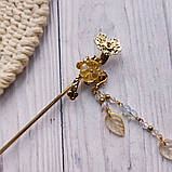 Металева шпилька для волосся «Квітковий танець» (Лимонний), фото 2